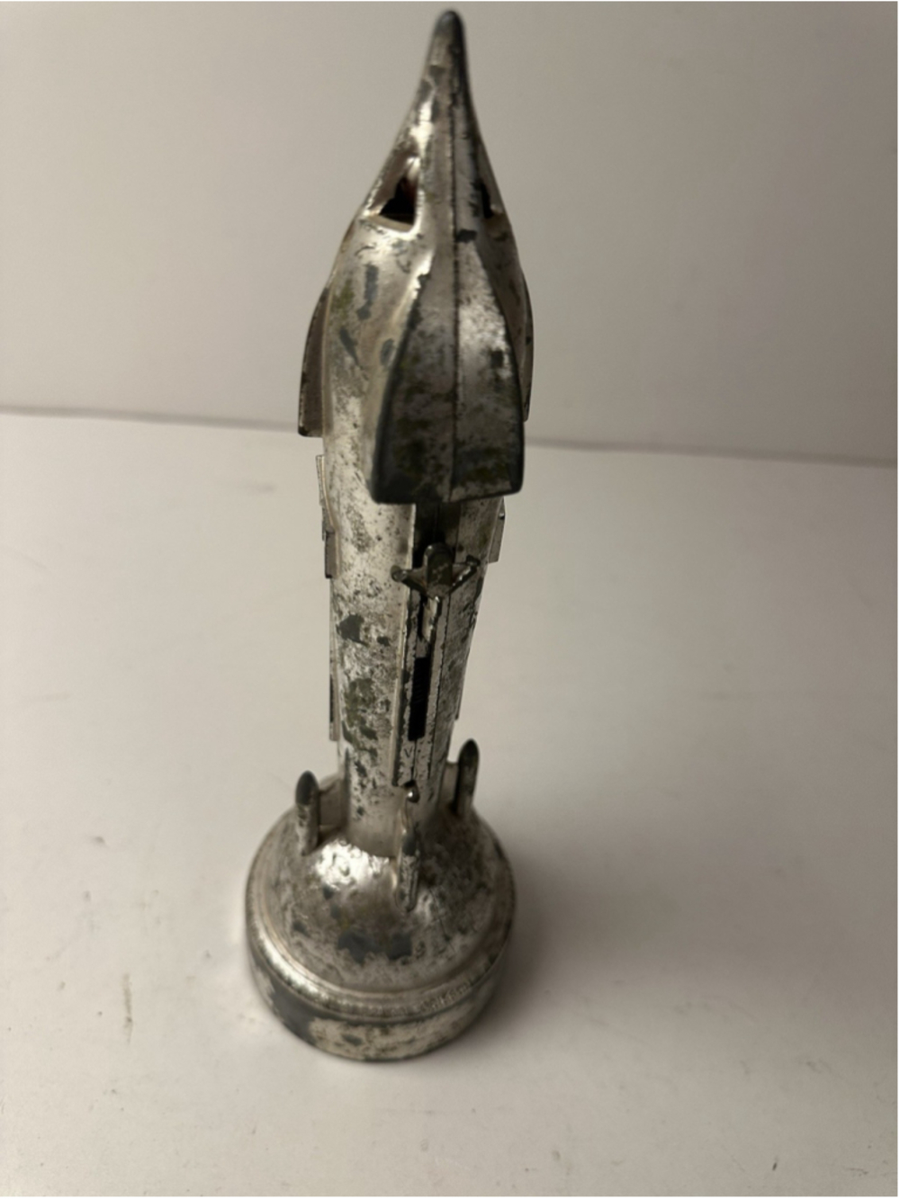 Vintage Durd Mold Detroit The Satellite Bank Metal Rocket Coin Bank Space Age